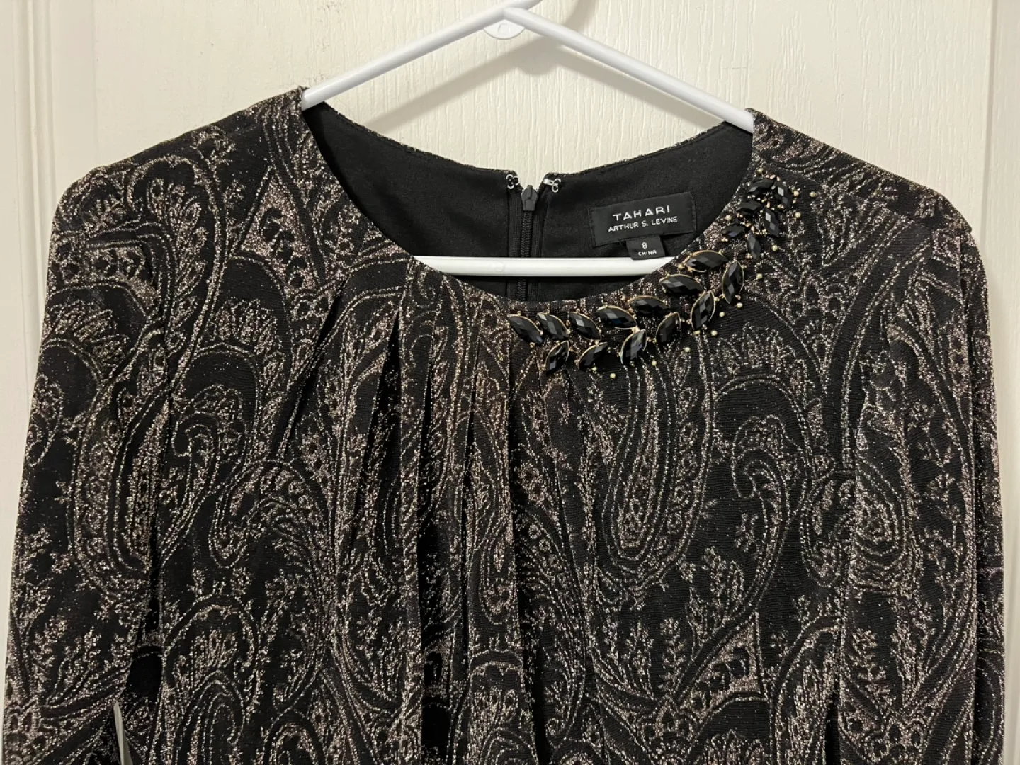 Tahari Arthur S. Levine Black and Gold Dress Size 8 image indicator(3)