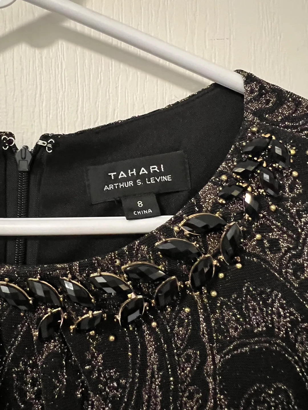 Tahari Arthur S. Levine Black and Gold Dress Size 8 image indicator(2)