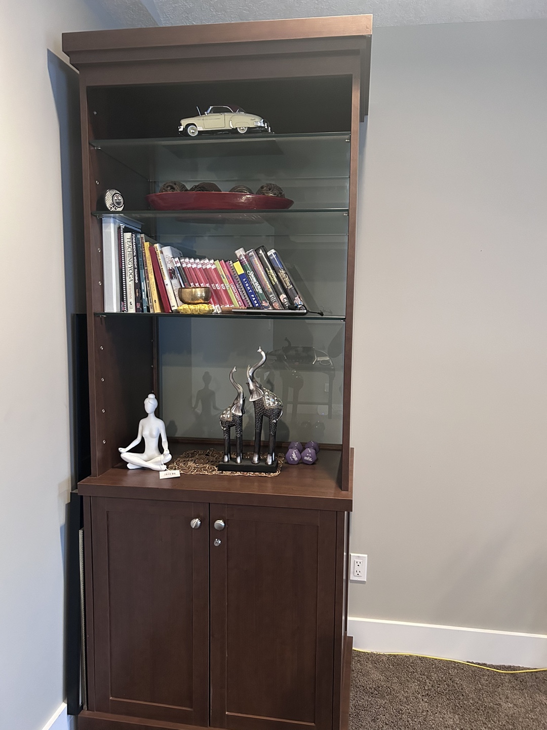 Brown Bookshelf with Glass  shelves - photo 2