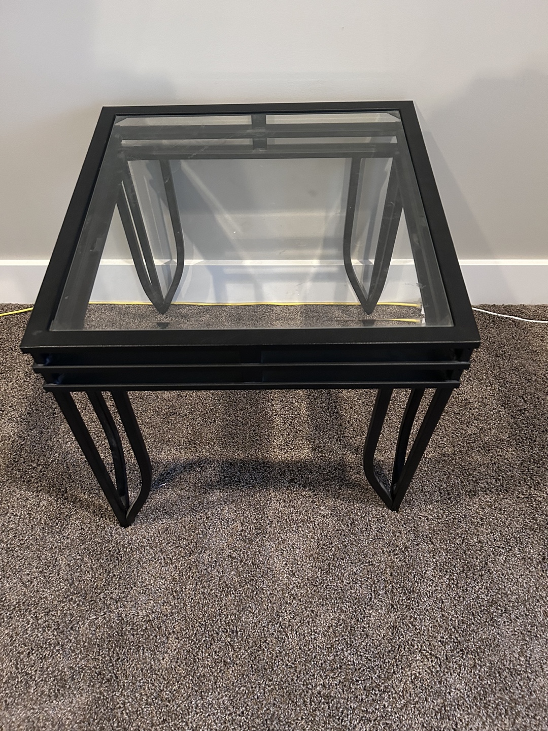 Glass and Metal Coffee Table Set - photo 3