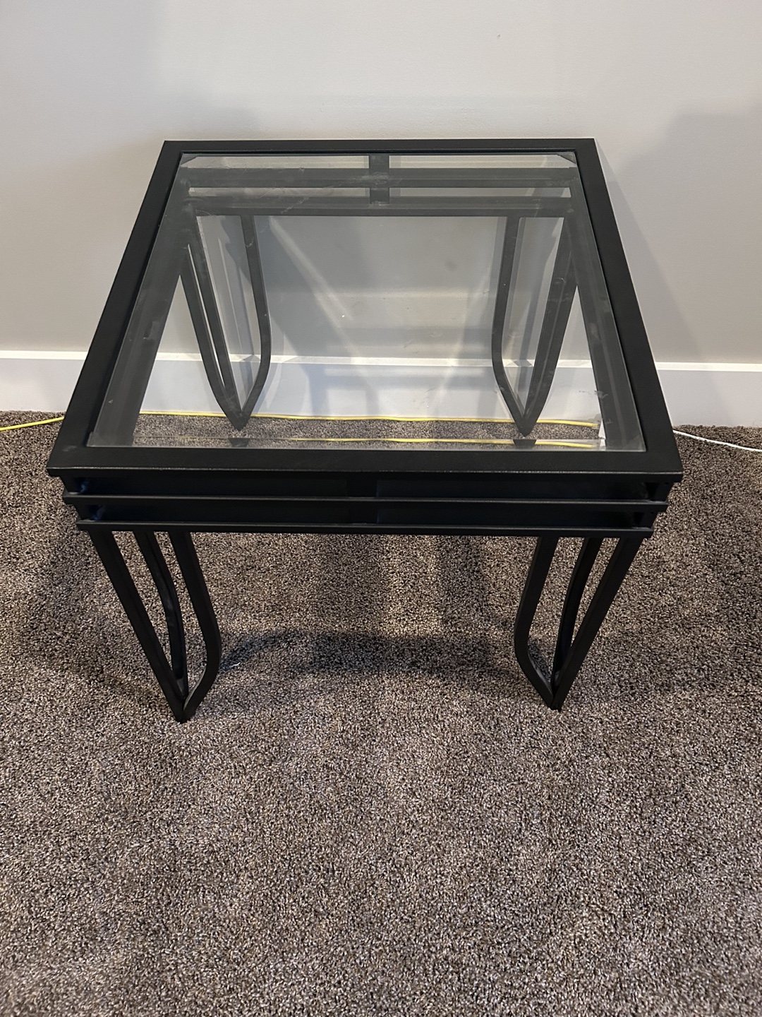 Glass and Metal Coffee Table Set - photo 2