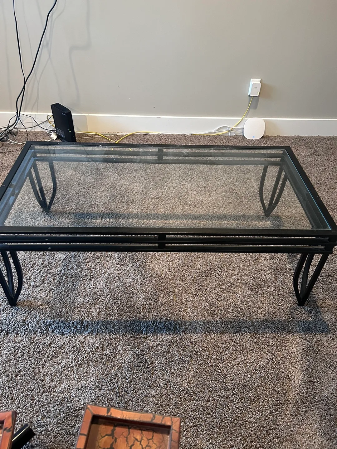 Glass and Metal Coffee Table Set