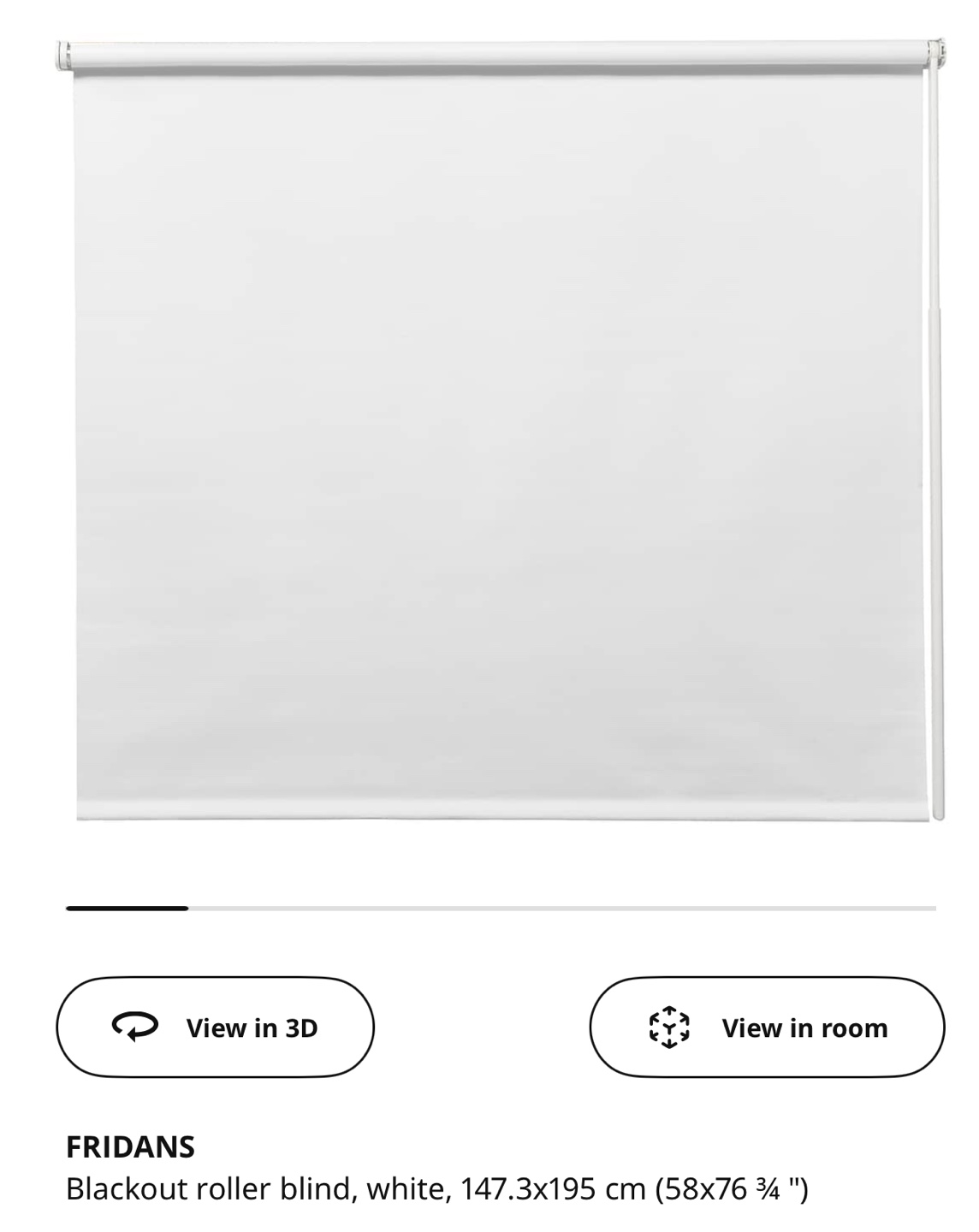 FRIDANS Blackout Roller Blind, White, 147.3x195 cm