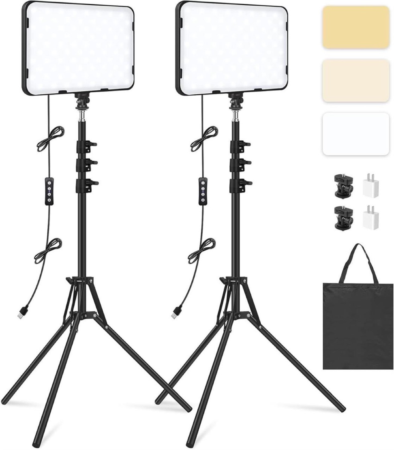 2 Pack LED Video Light with 63'' Tripod Stand