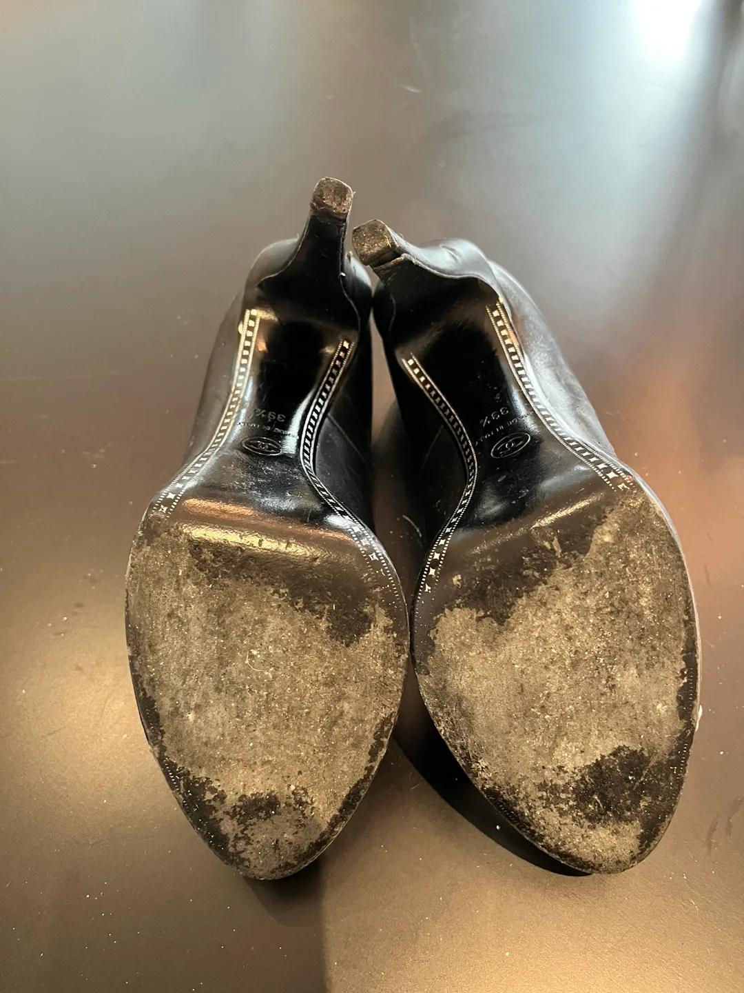 Chanel Black Leather Heels image indicator(4)