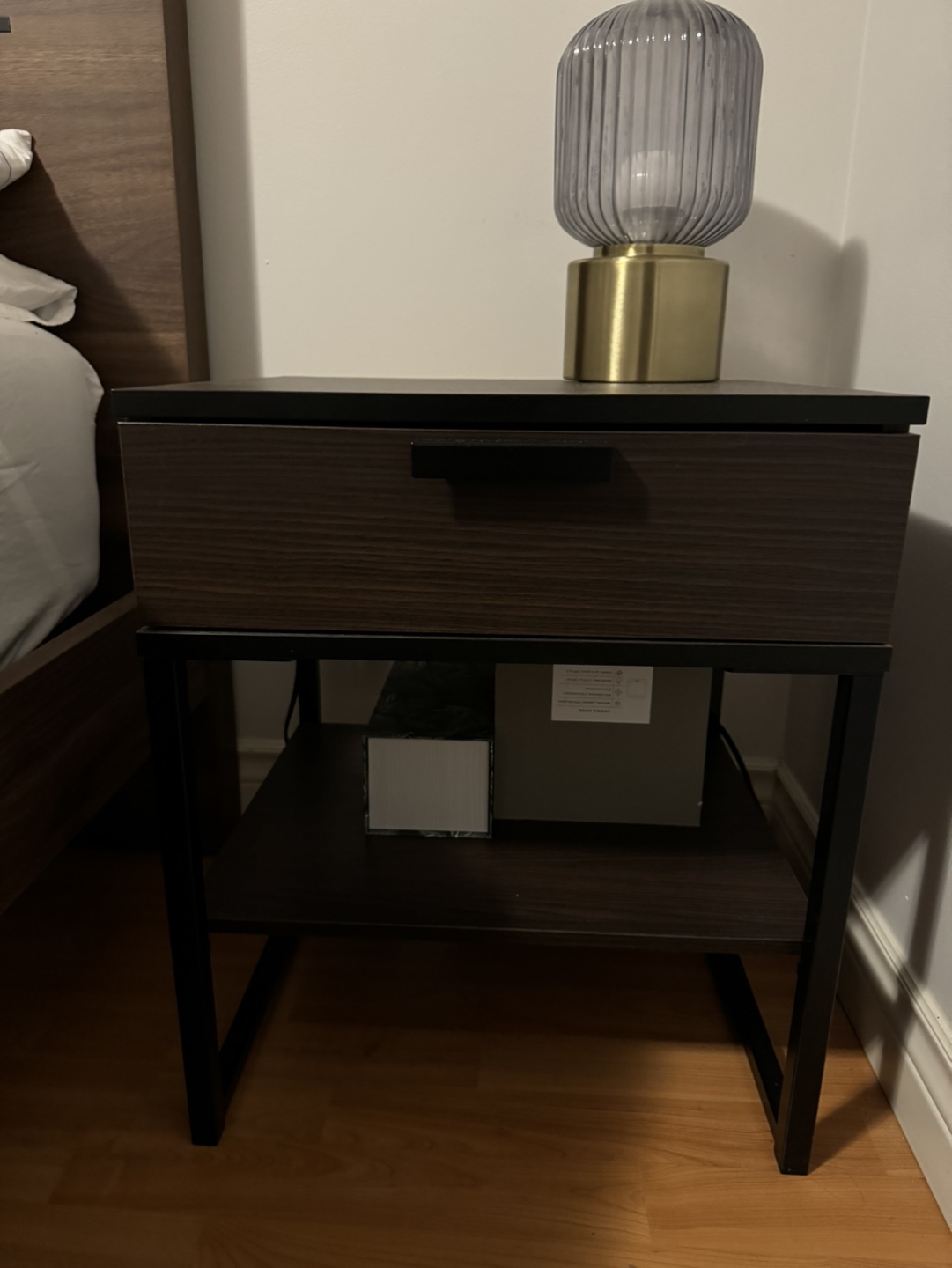 Nightstand with Drawer and Shelf-pair