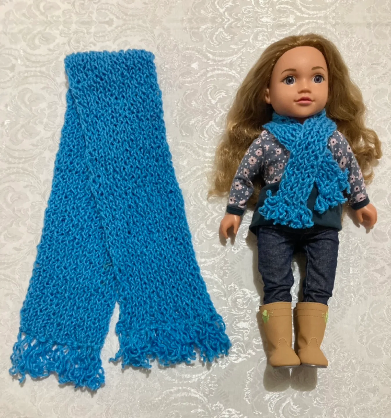 "My doll and me" OOAK matching knitted scarves image indicator(2)