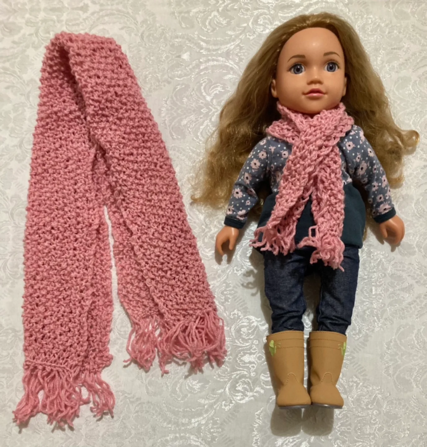 "My doll and me" OOAK matching knitted scarves image indicator(4)