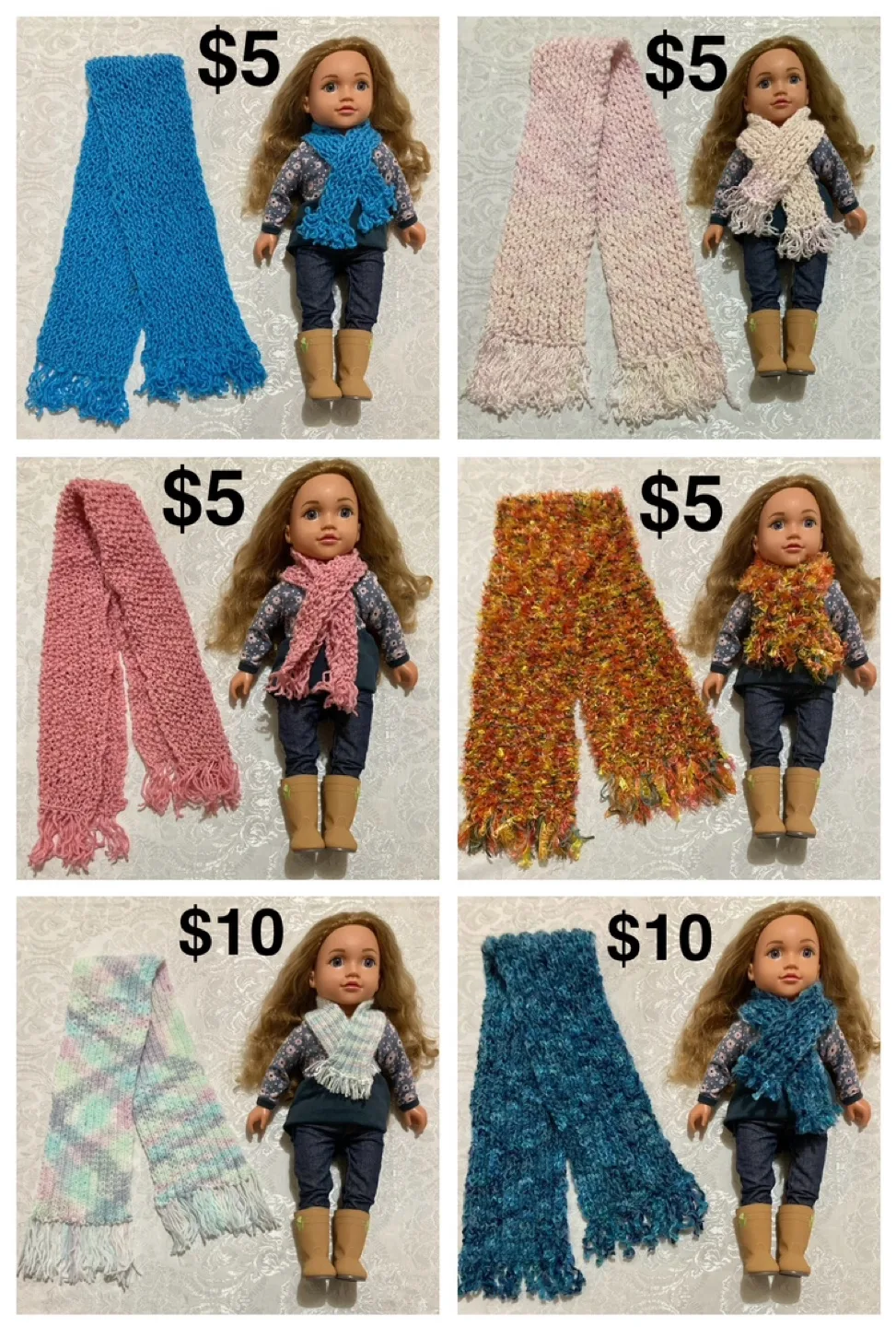 "My doll and me" OOAK matching knitted scarves image indicator(8)
