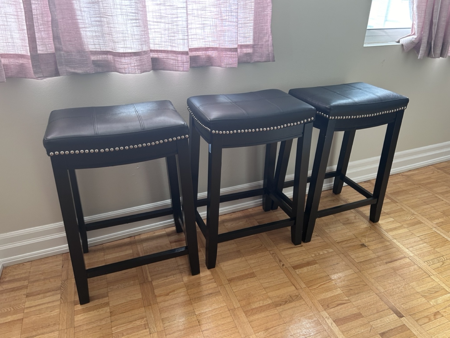 Set of 3 Black Bar Stools - photo 2