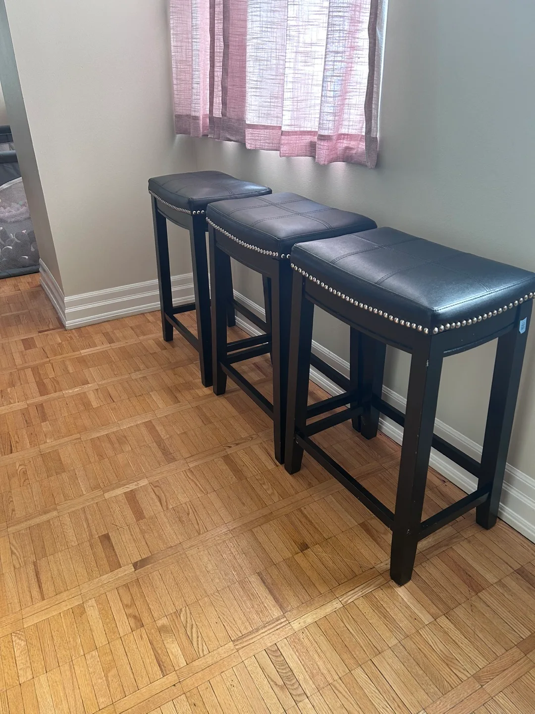 Set of 3 Black Bar Stools thumbnail