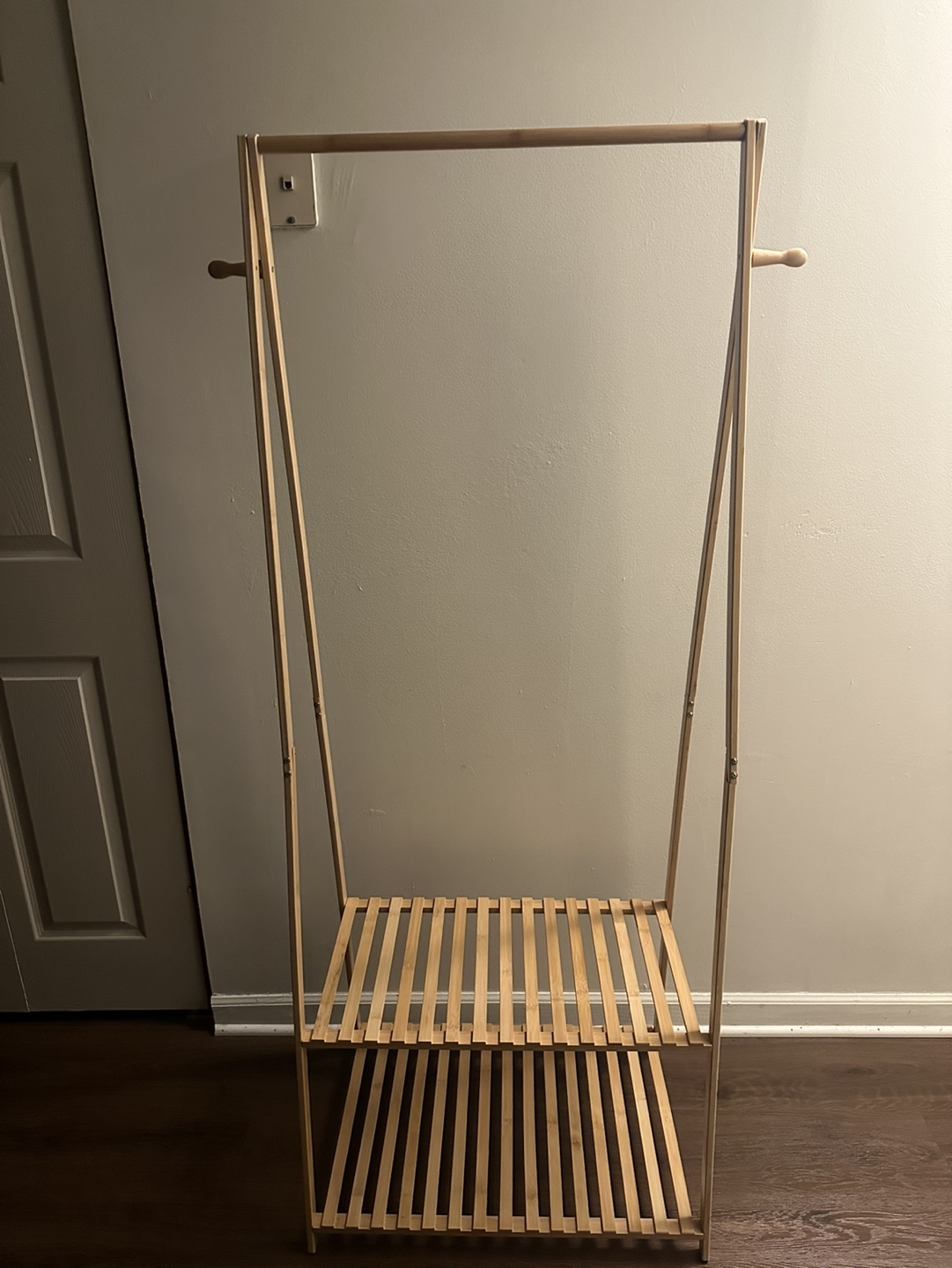 Bamboo Clothing Rack with Shelf