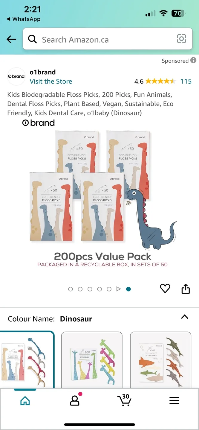 01Brand Biodegradable Floss Picks for Kids (Dinosaur) image indicator(6)