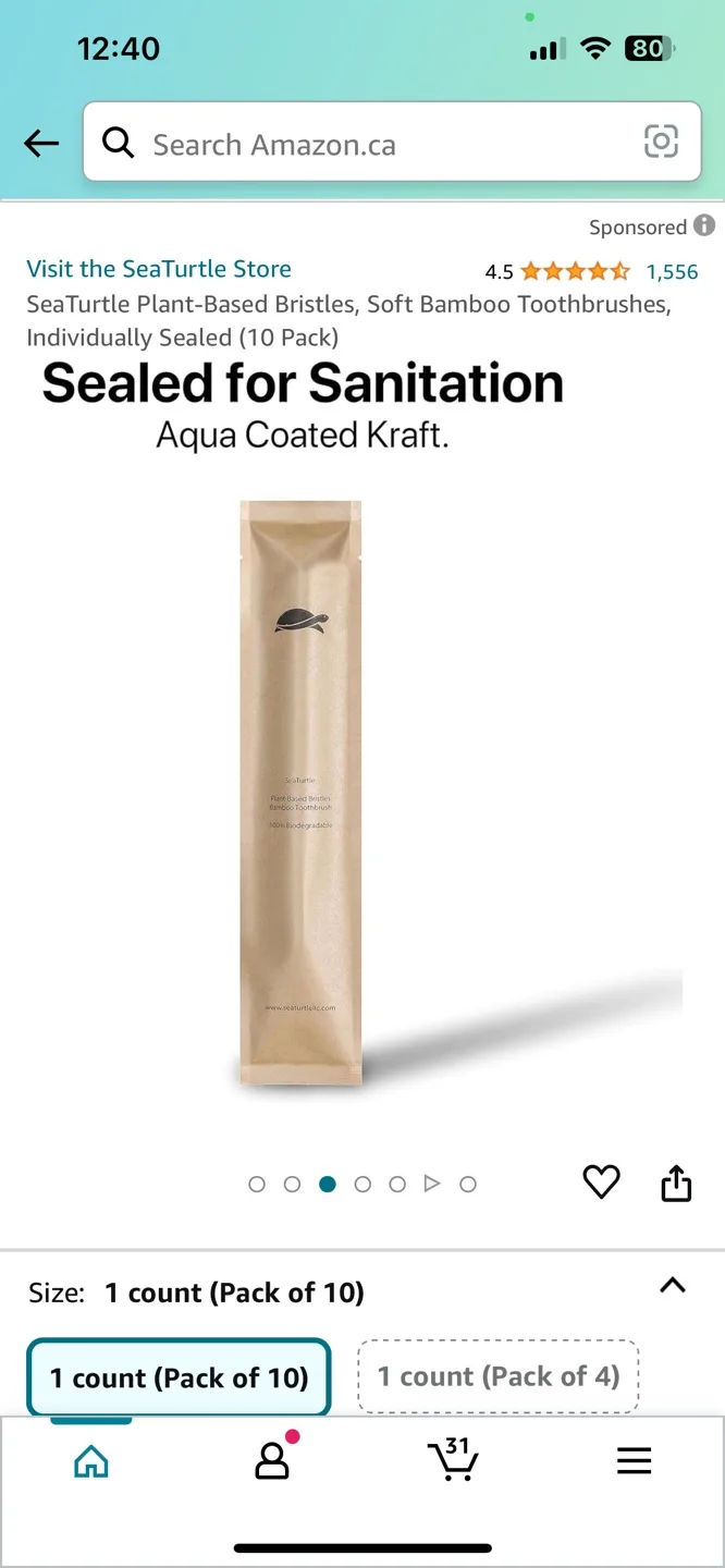 Sea Turtle Soft Bamboo Toothbrush 10 Pack image indicator(3)