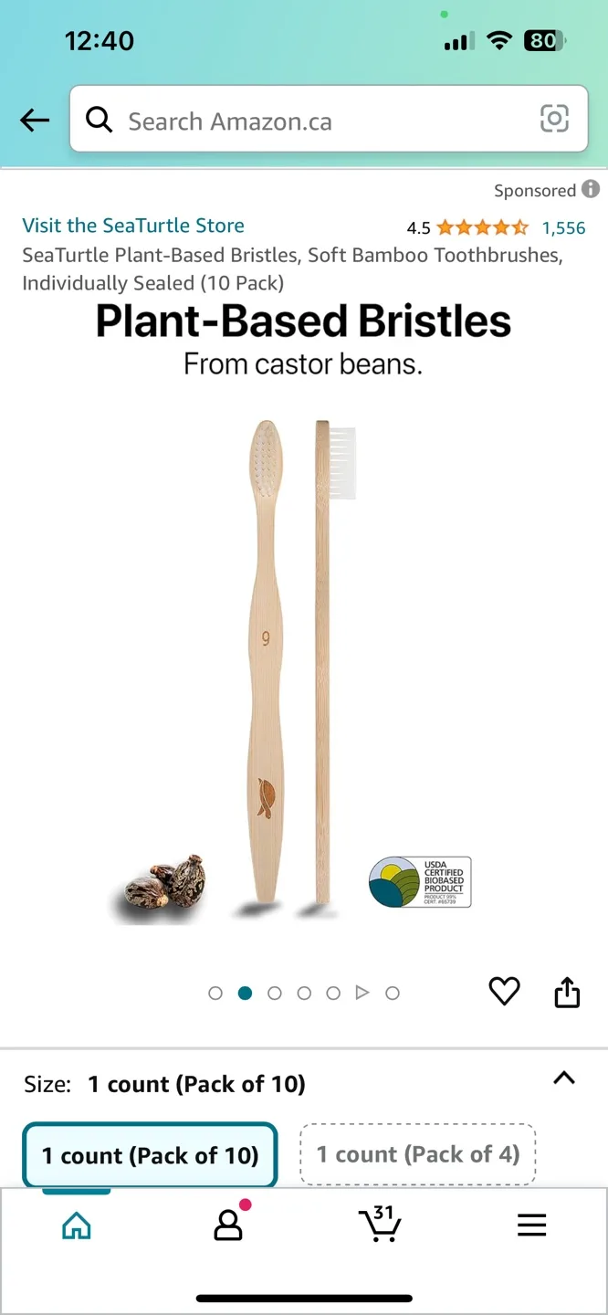 Sea Turtle Soft Bamboo Toothbrush 10 Pack image indicator(2)