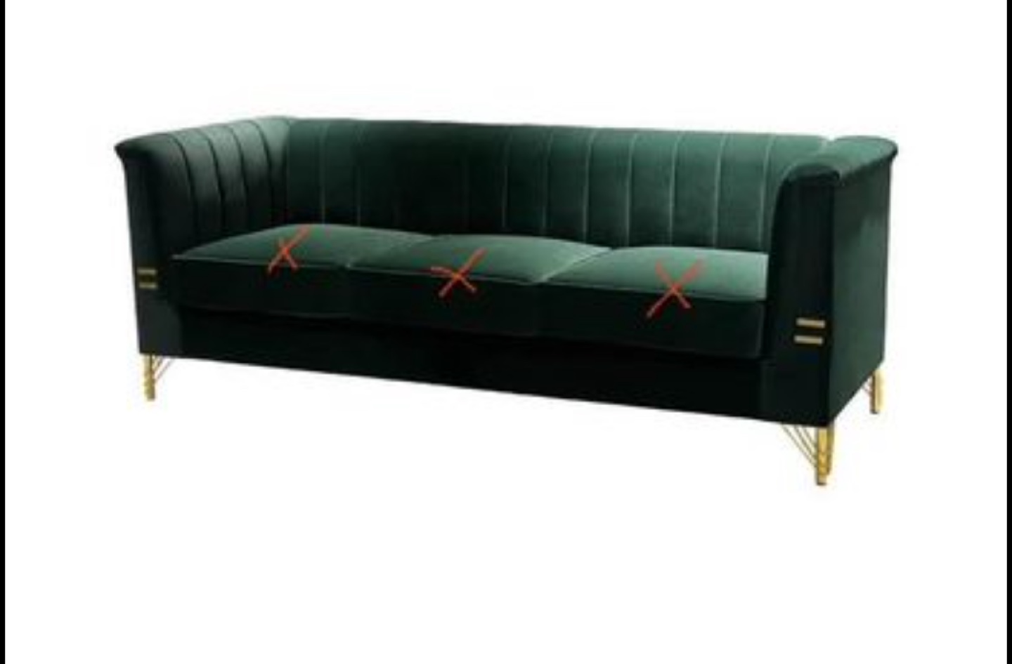 New Green Velvet Sofa New beautiful Cushions MISSING