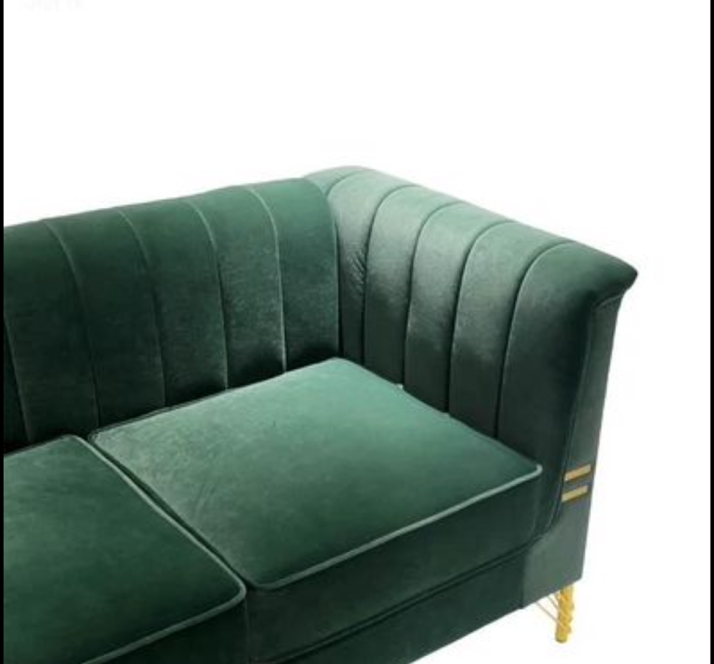 New Green Velvet Sofa New beautiful Cushions MISSING - photo 2