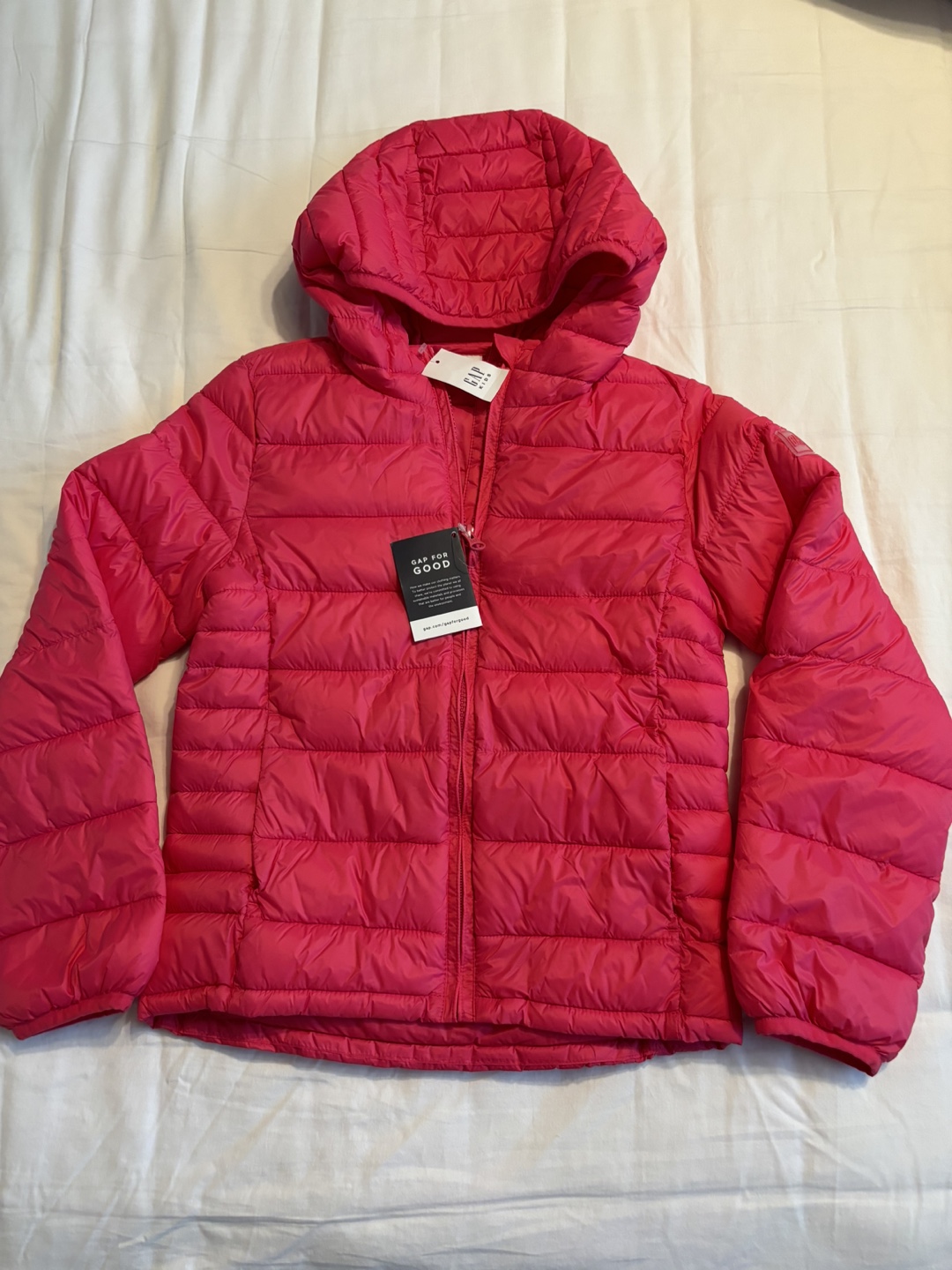 Girls Gap Pink Puffer Jacket Large (10) - photo 2