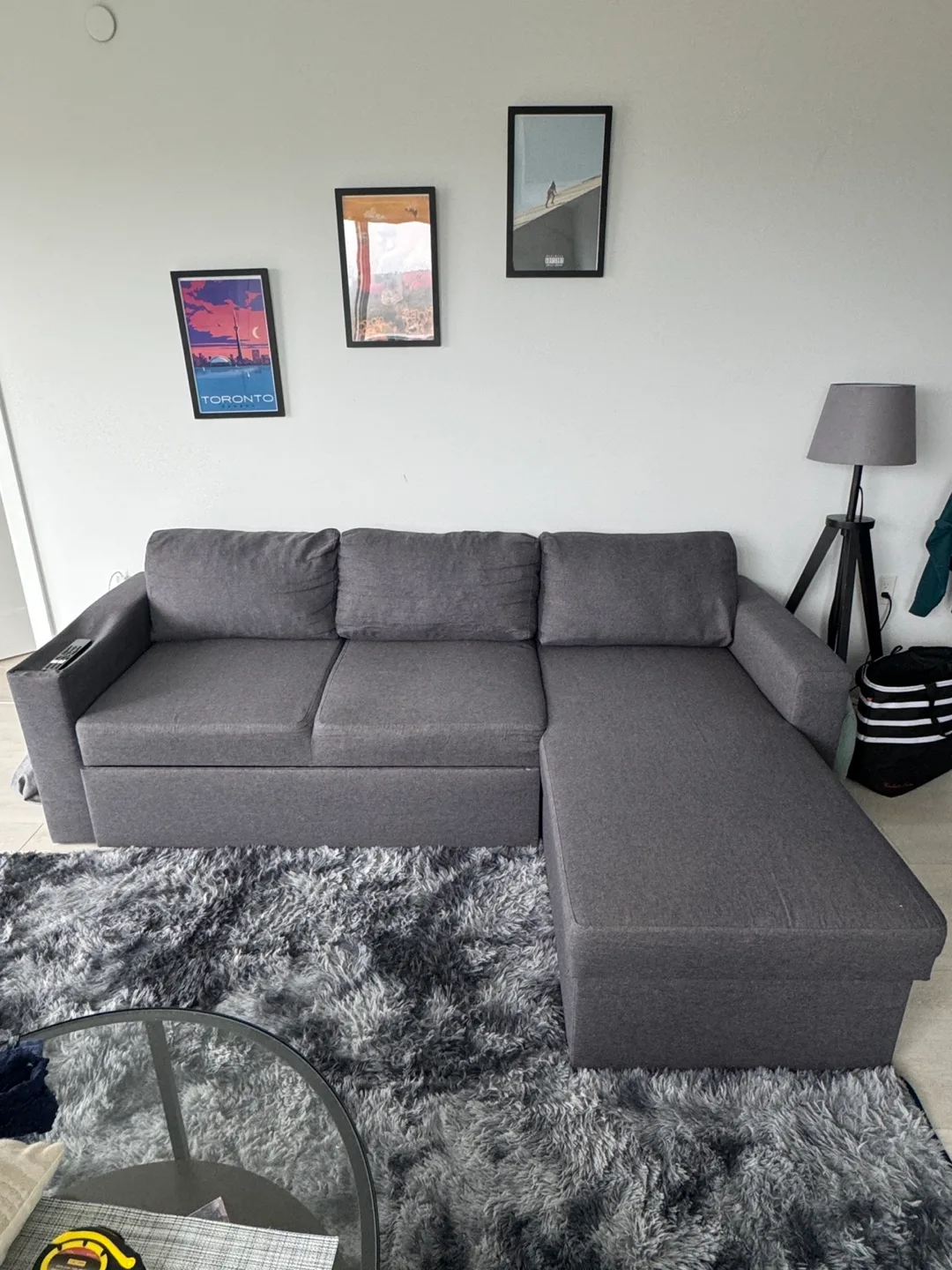 Grey Sectional Sofa with Pull-out Bed thumbnail