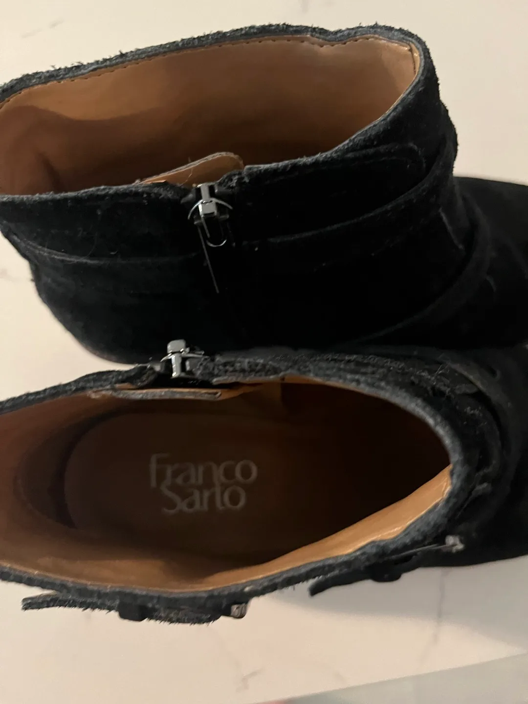 Franco Sarto Black Suede Buckle Booties image indicator(4)