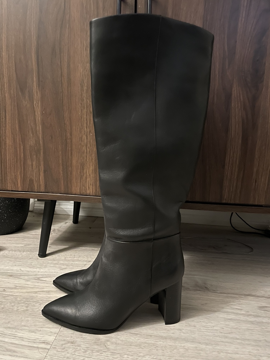 Black Leather Knee-High Boots - photo 2