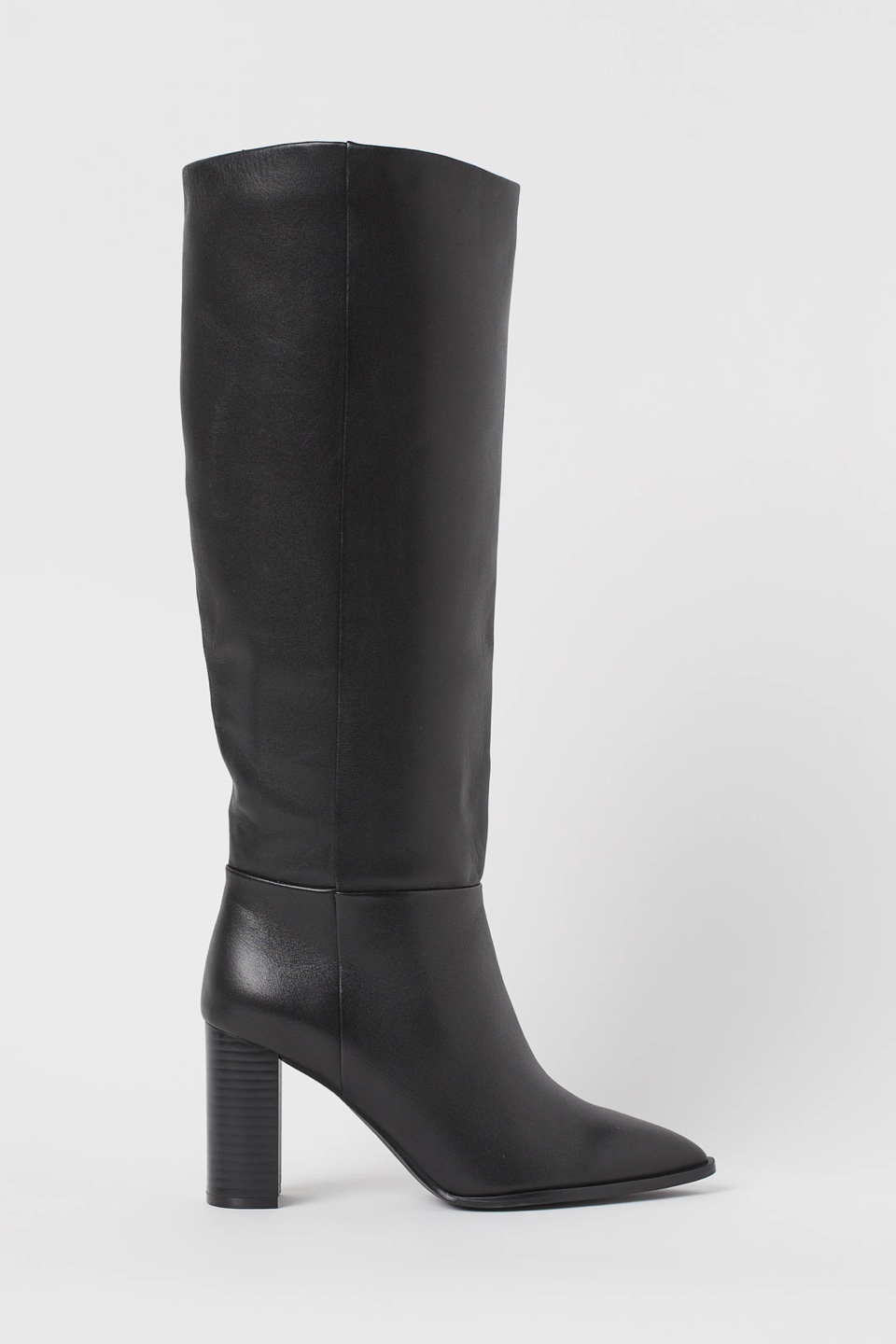 Black Leather Knee-High Boots