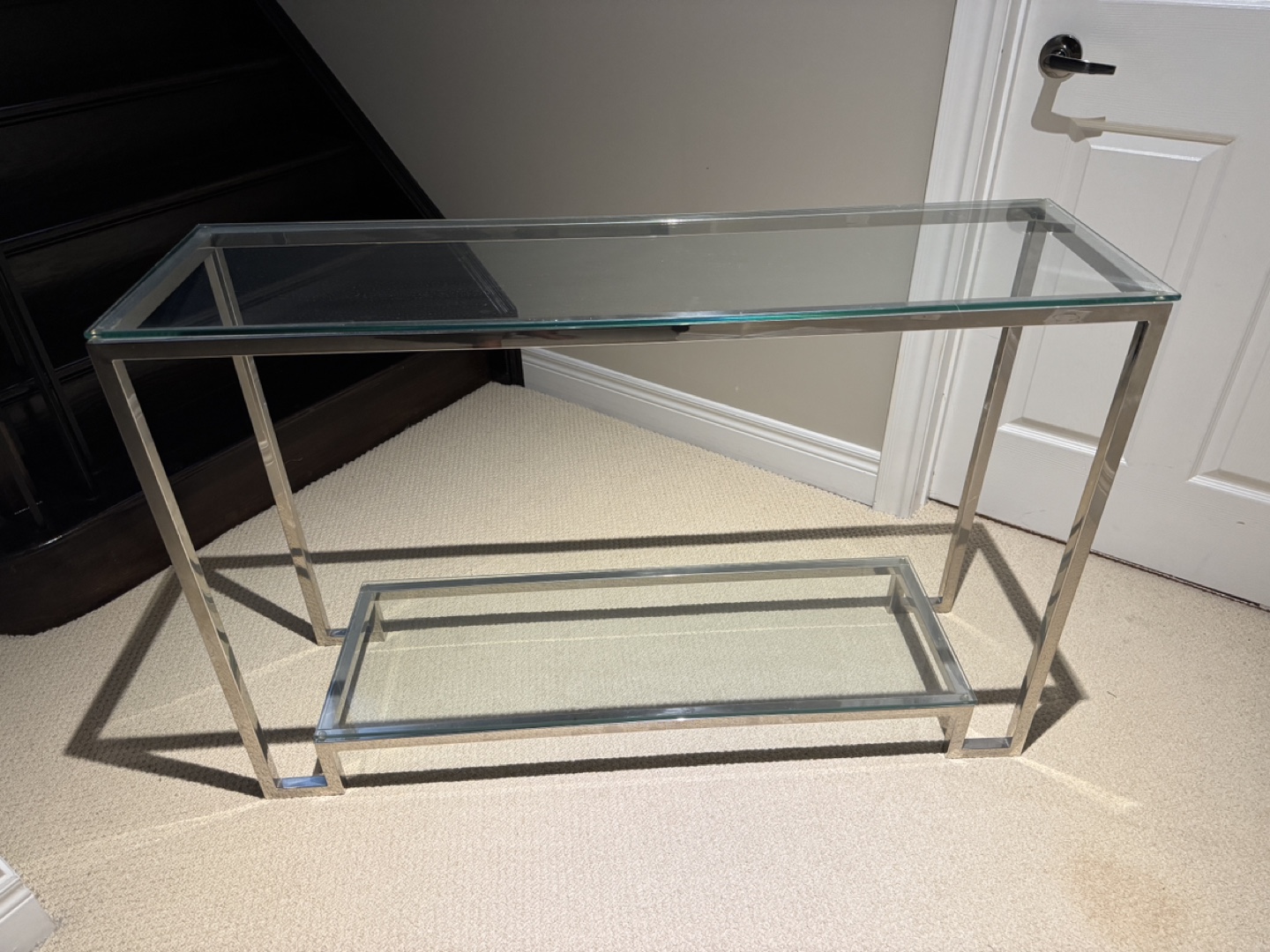 Glass and Chrome Console Table Set of 3