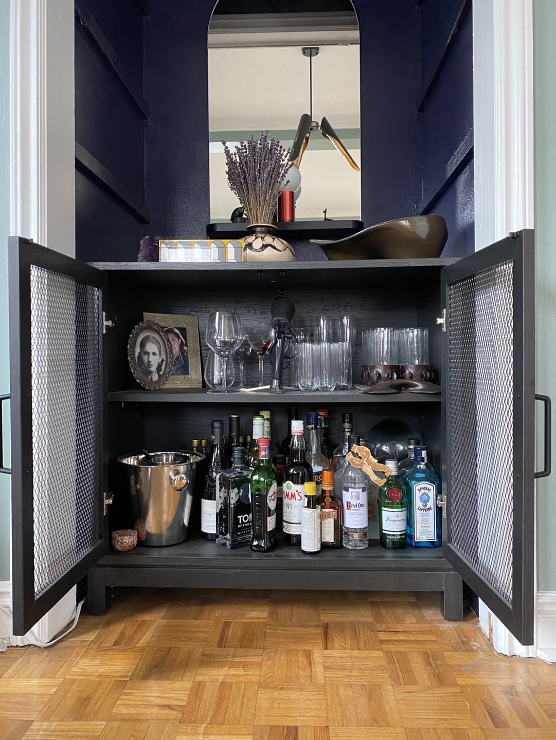 Black Cabinet with Wire Mesh Doors - photo 3