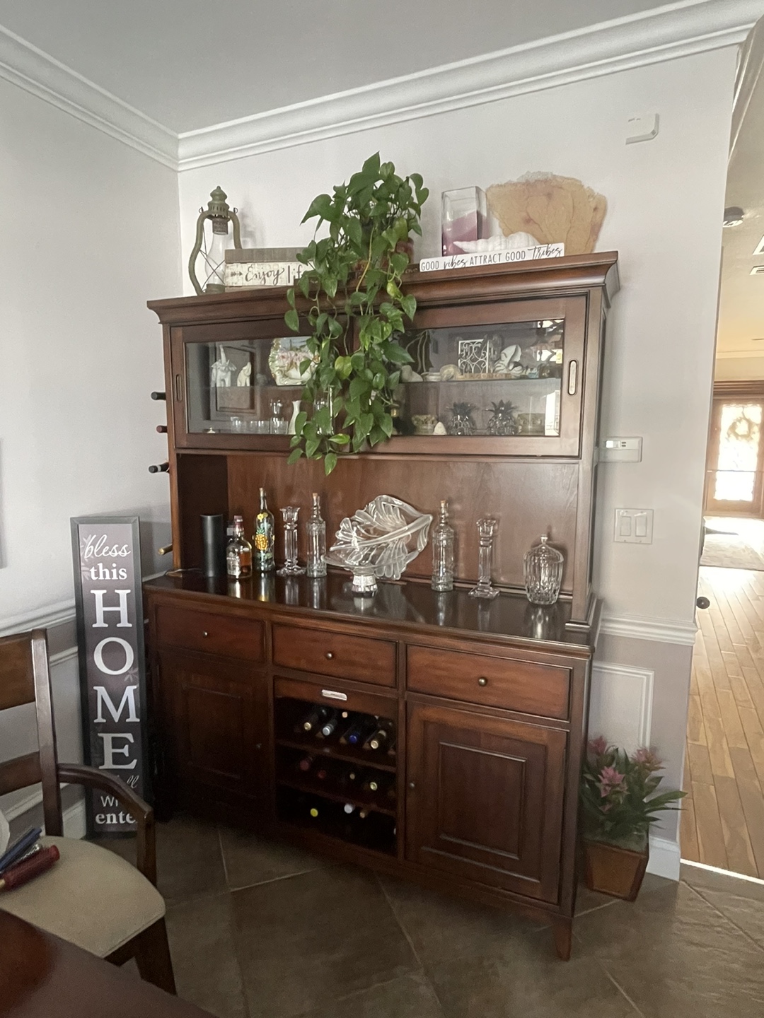 Solid Wood Hutch Buffet Cabinet