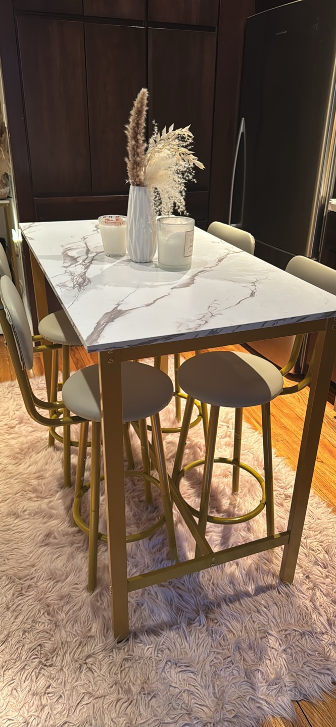 Gold Kitchen Table and Four Stools (Light)