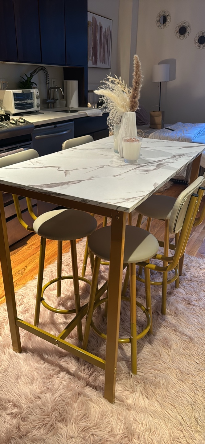 Gold Kitchen Table and Four Stools (Light) - photo 2