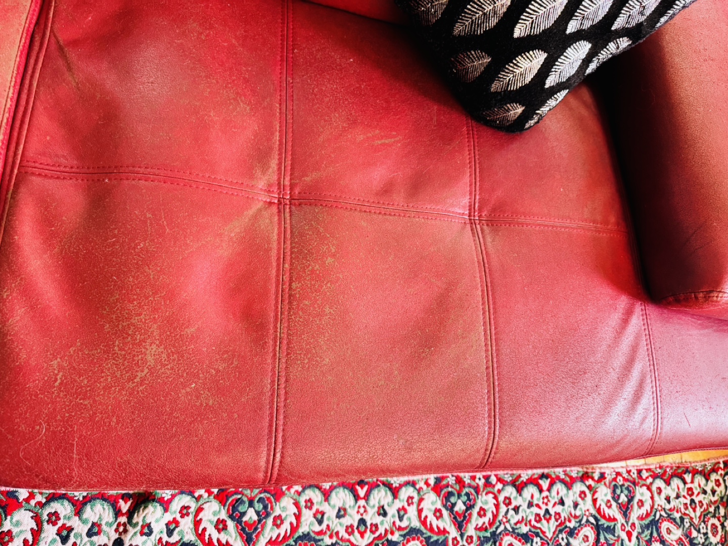 Red Leather Sectional Sofa - photo 4