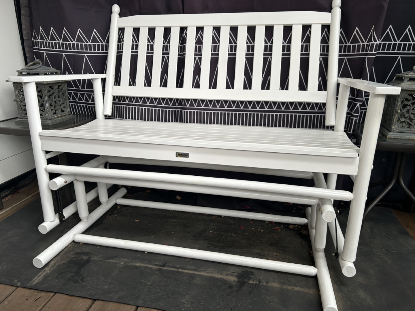 White Outdoor Glider Bench - photo 2