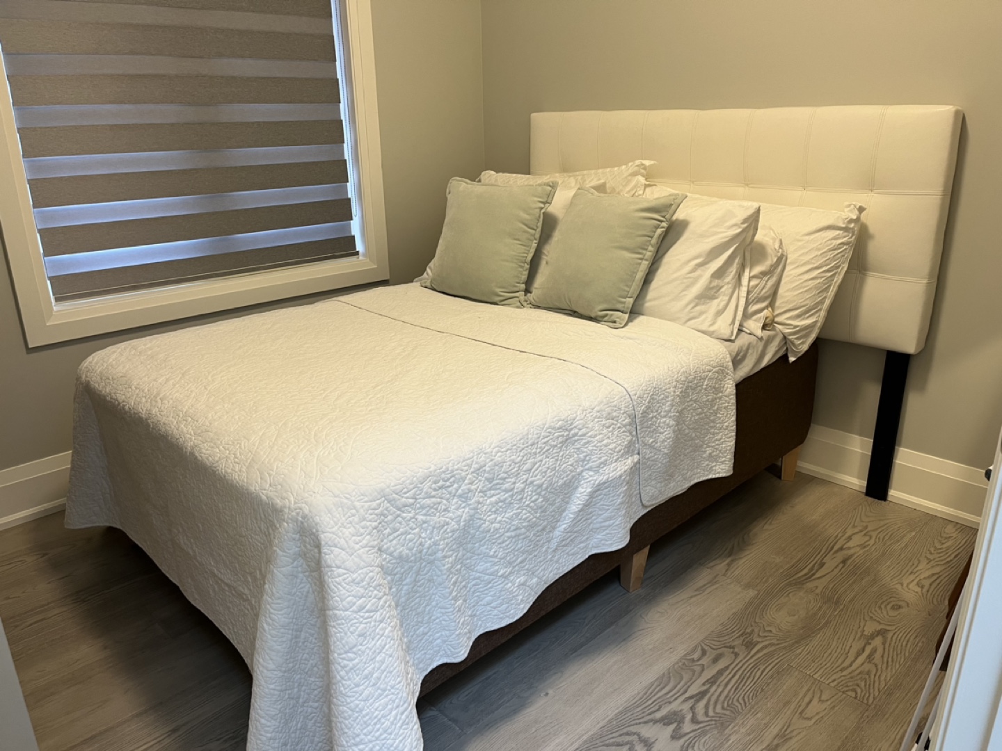 White Upholstered Queen Headboard