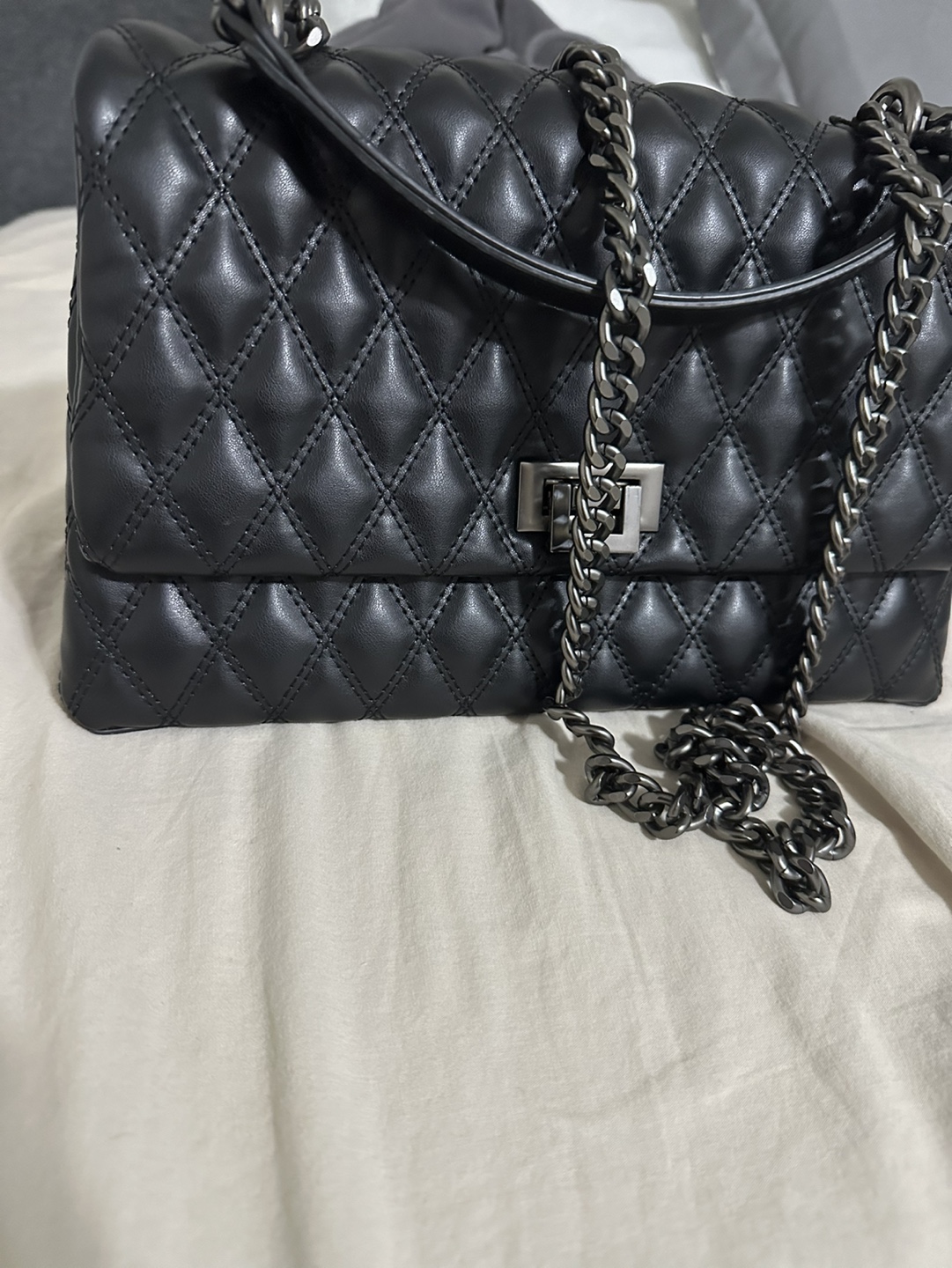 Black Quilted Chain Bag - photo 2