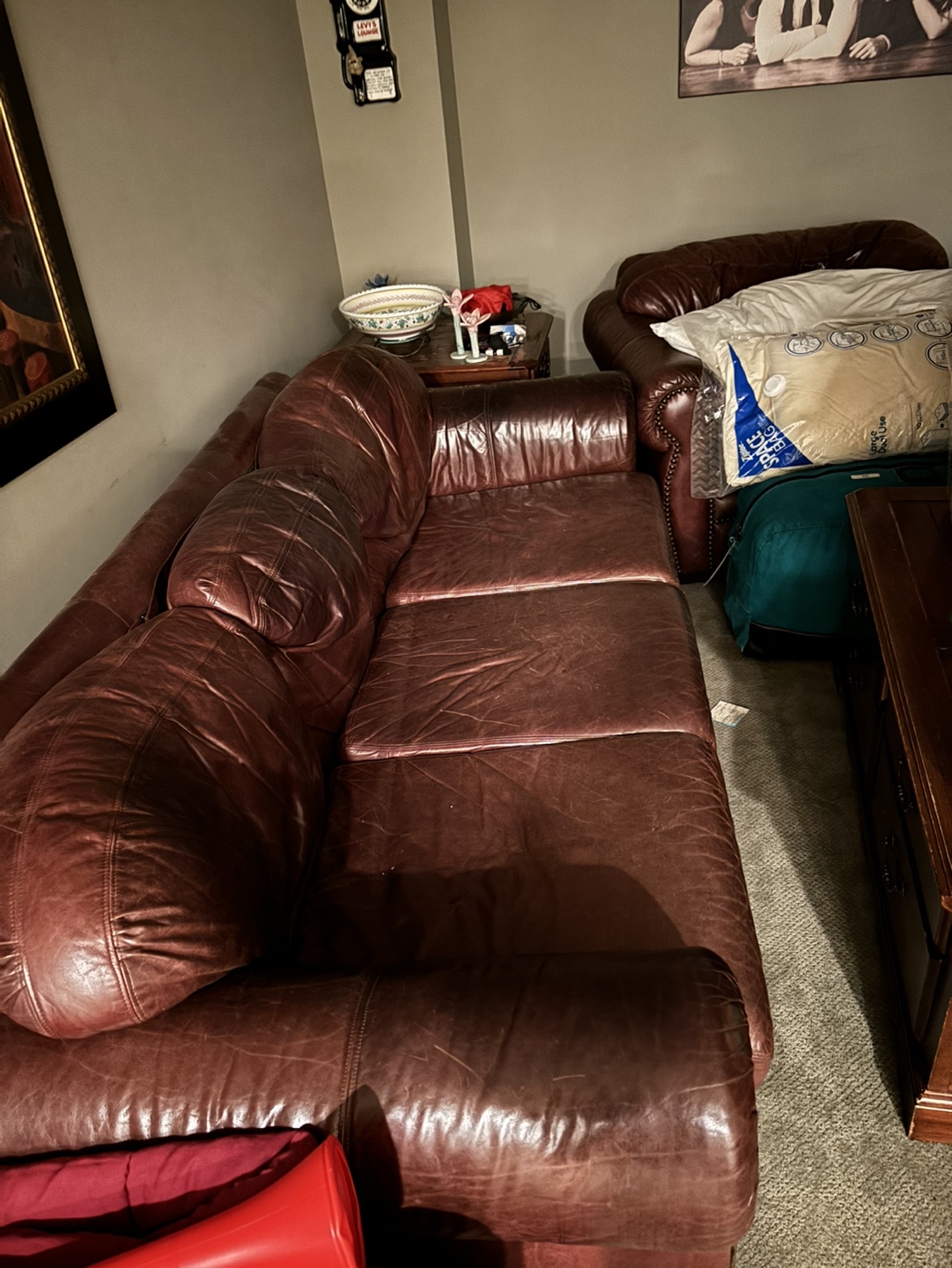 Brown Leather Sofa - photo 2