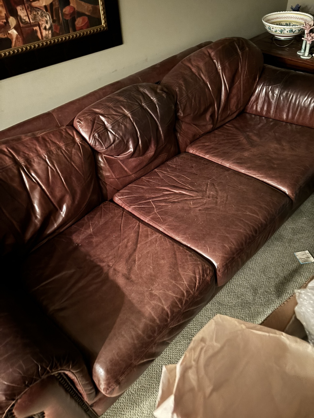 Brown Leather Sofa - photo 3