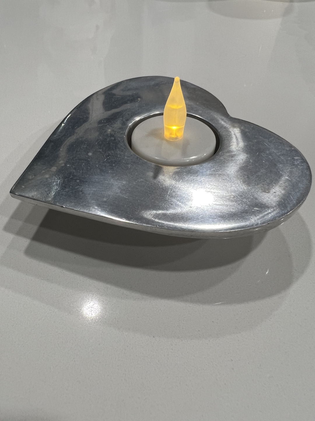 Silver Heart Shaped Tea Light Holder - photo 2