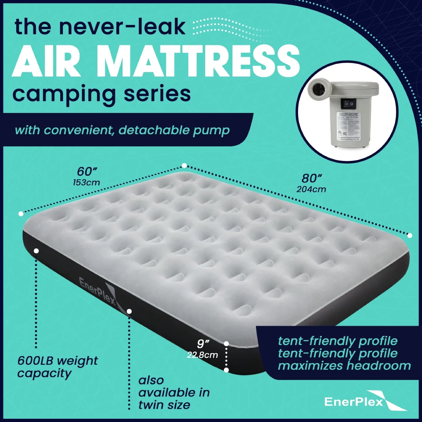 New EnerPlex Never-Leak Camping Series Queen Airbed image indicator(2)