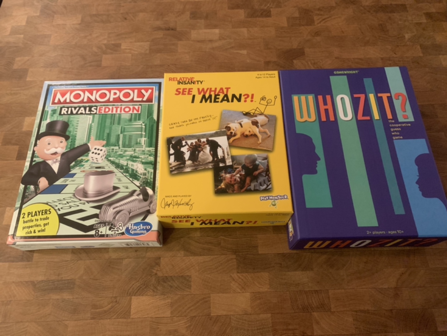 Like New Board Game Bundle - Monopoly, See What I Mean, Whozit