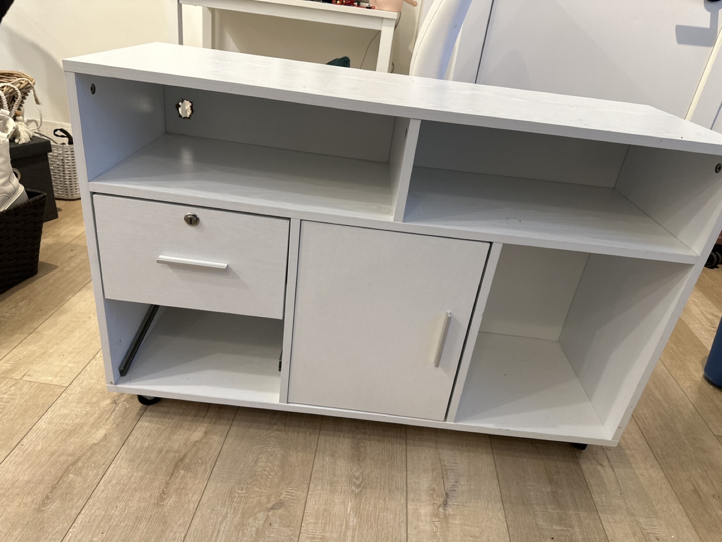 White Rolling Storage Cabinet