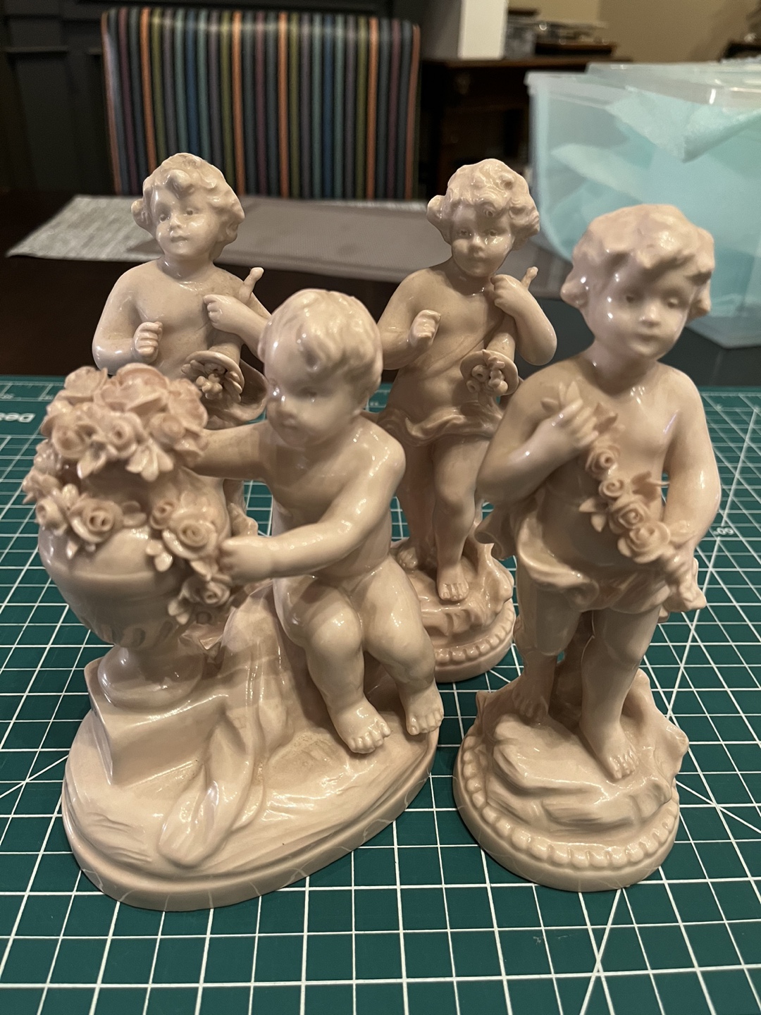 Vintage Set of Cherub Statues by Carlin Comforts