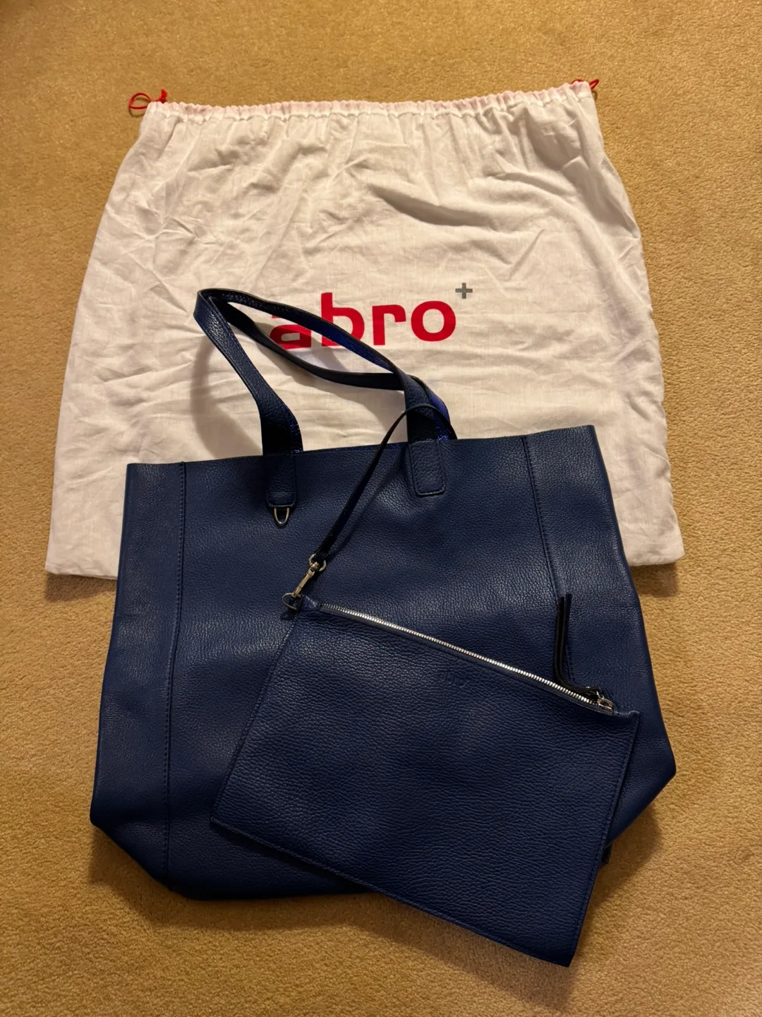 Abro Leather reversible Tote Bag with Matching Pouch thumbnail