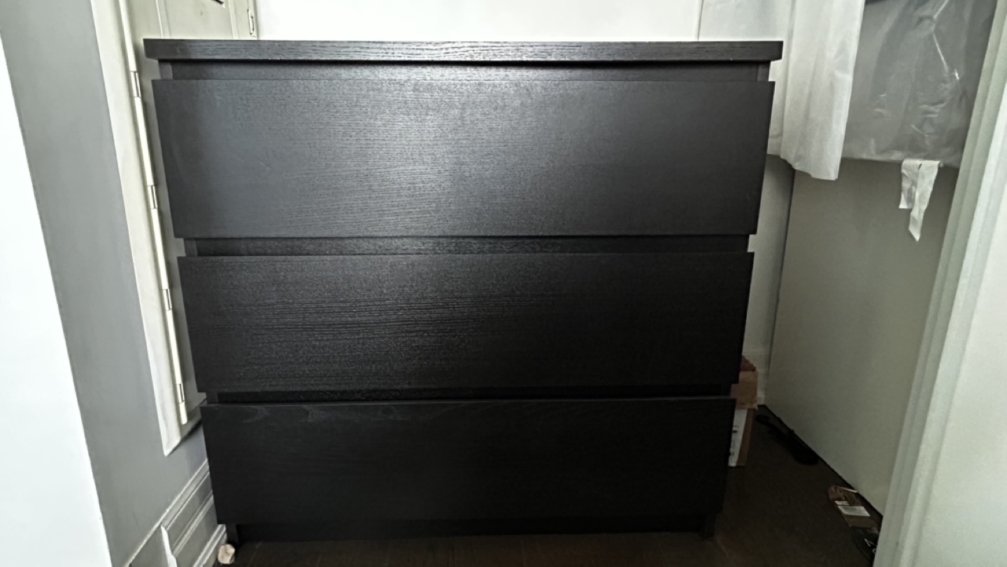 IKEA MALM 3-Drawer Dresser - Black-Brown - photo 4