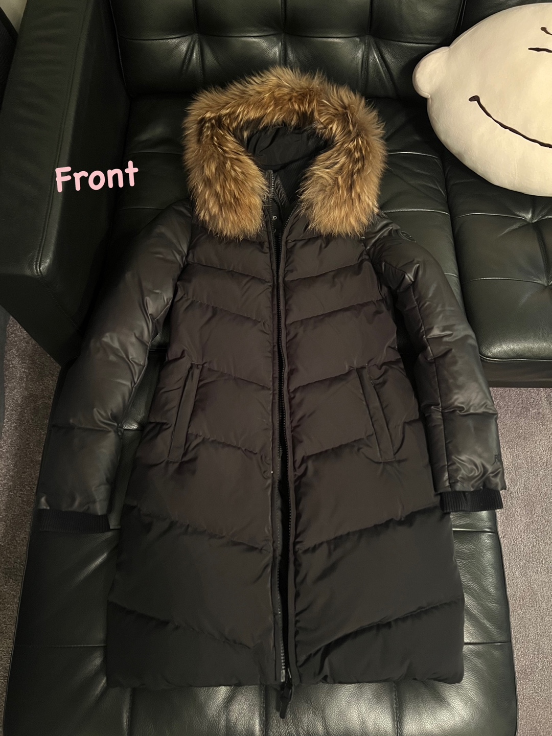 RUDSAK Women Black Puffer Coat with Fur Hood