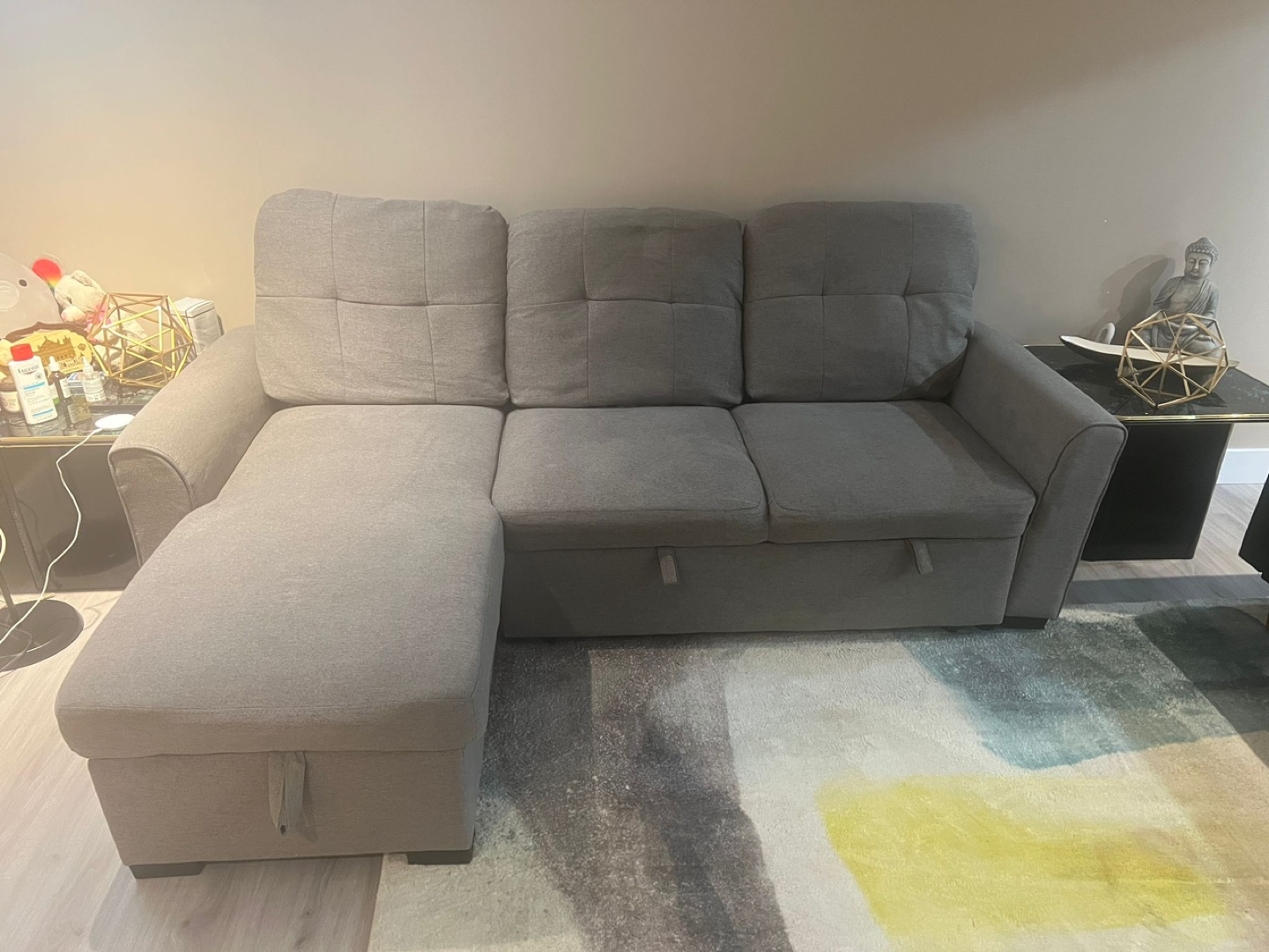 Grey Sectional Sofa with Storage