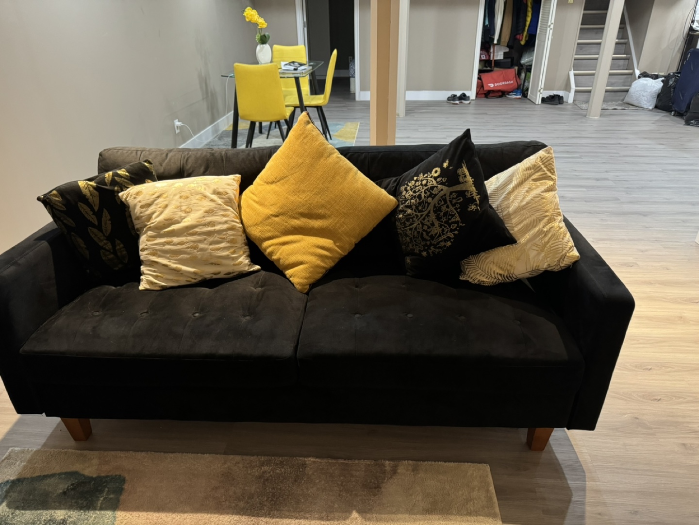 Black Velvet Sofa - photo 2