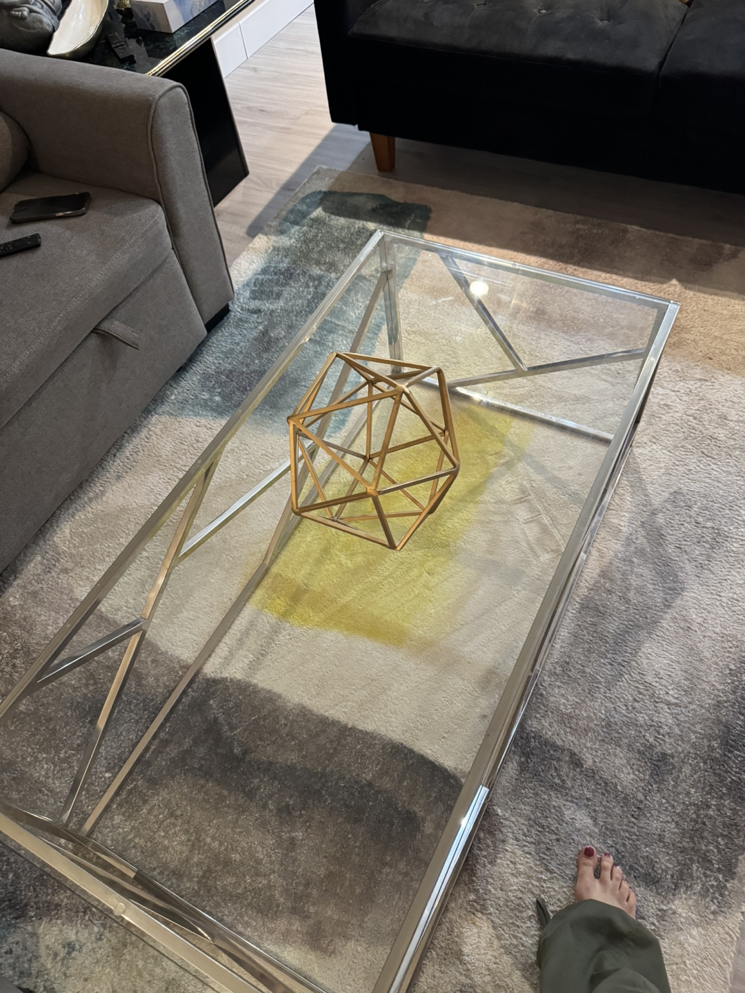 Glass and Metal Coffee Table - photo 3