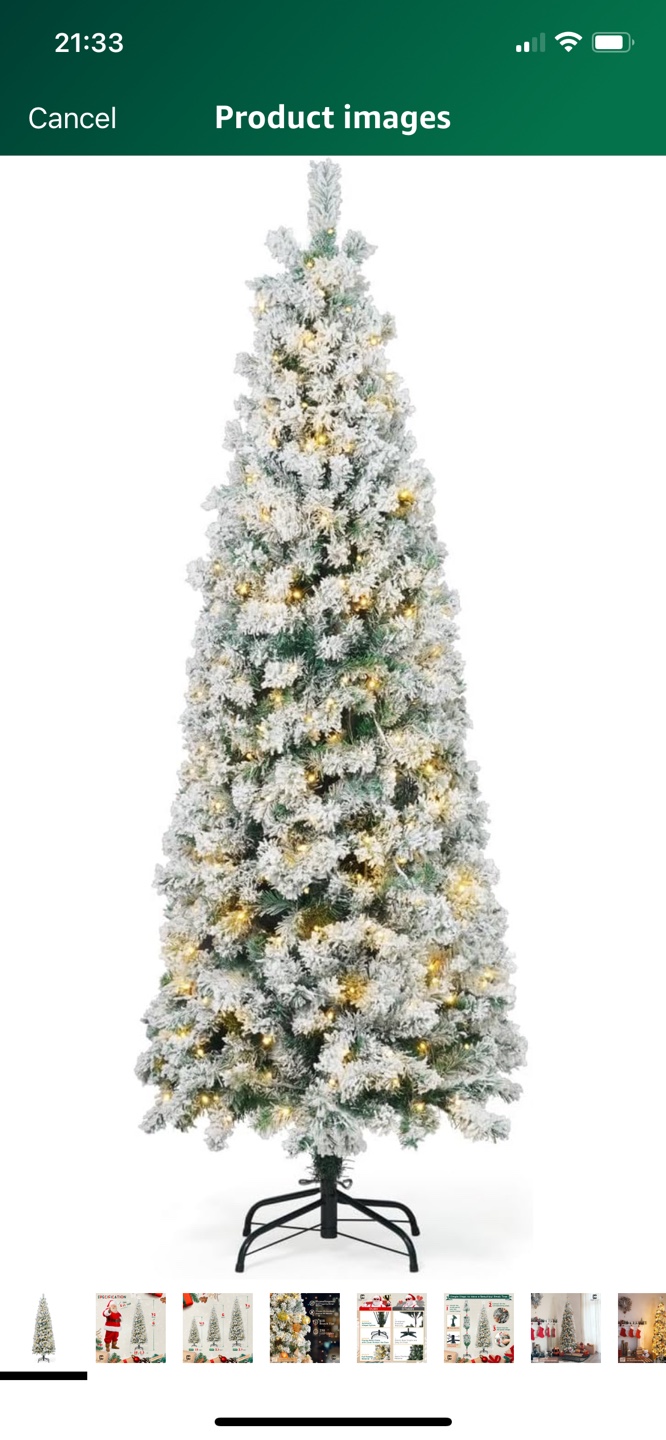 Pre-lit Artificial Christmas Tree with Flocked Snow