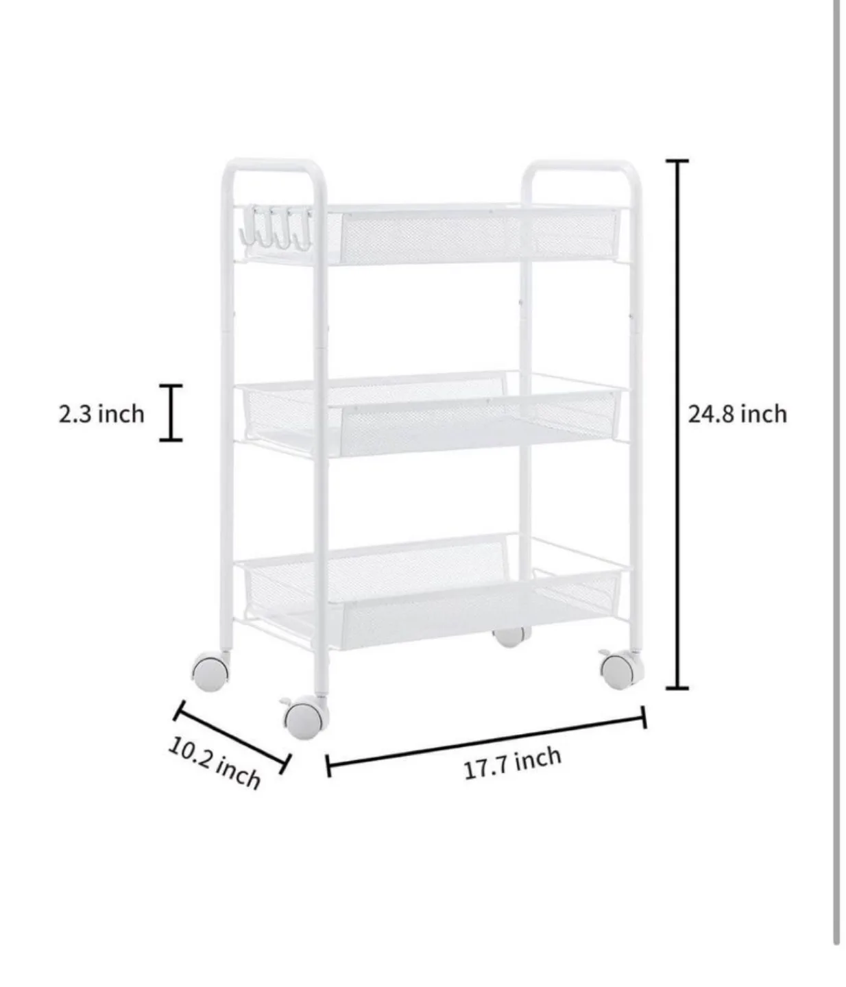 3-Tier Rolling Utility Cart with Locking Wheels image indicator(5)